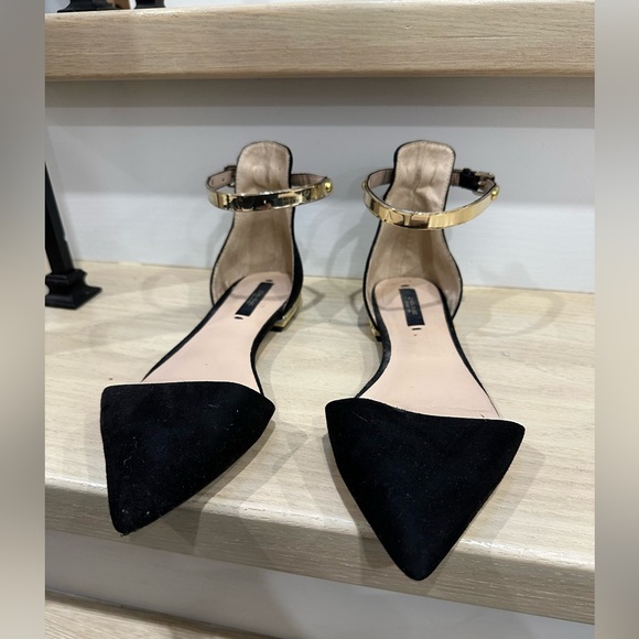 Zara Ballet Flats with Gold Strap (Size: 7) - Picture 1 of 6
